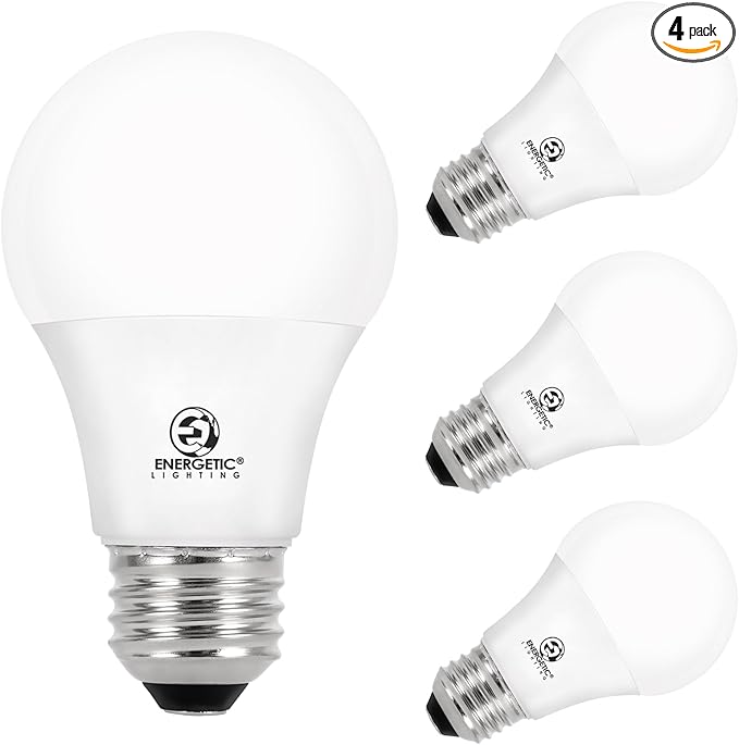 60W Equivalent A19 LED Light Bulb, Soft White 2700K, E26 Standard Base, UL Listed, Non-Dimmable LED Light Bulb, 15000 Hrs, 4 Pack
