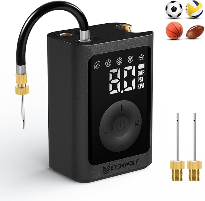 ETENWOLF P300 Plus Ball Pump, Electric Basketball Pump Inflation and Deflation, with 3200 mAh Rechargeable Battery, Air Pump for All Sports Balls