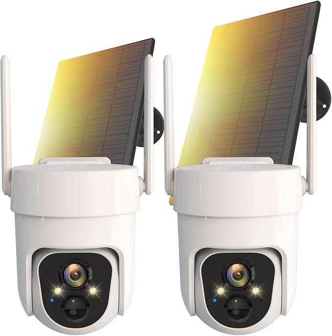 Wireless Solar Outdoor Security PTZ AI Motion Detection Audio WiFi Camera,Home Security,Spotlight Colorful Night Vision,360 View,IP65 Waterproof,PIR Alarm,Rechargeable