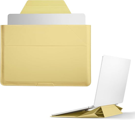 MOFT Laptop Carry Sleeve, 2-in-1 Laptop Bag & Stand for 14" MacBook Air/Pro & Dell/HP/Lenovo/Asus, Stylish Slim Computer Sleeve Bag with Expandable Storage for Computer Accessories, Panna Cotta