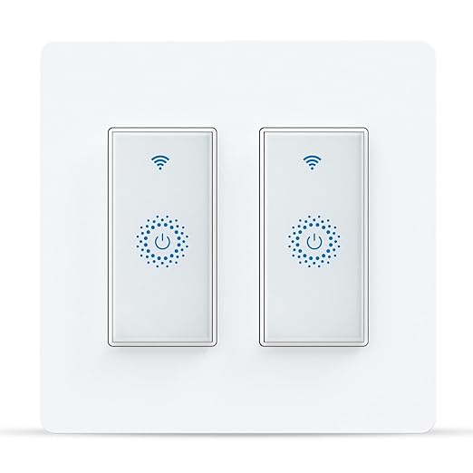 Milfra Smart Switch, Smart Light Touch Switch 2 Gang, Double Smart WiFi Light Switches, Smart Switch 2 Gang Compatible with Alexa and Google Home, Neutral Wire Needed, No hub Required (2Gang)