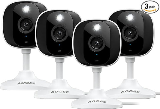 2K Cameras for Home Security-Outdoor/Indoor Camera for Dog/Cat/Pet/Nanny/Baby, Color Night Vision, White Light, Siren, 24/7 SD Recordings, Works with Alexa/Google Home, C1 (C1-White-4pack-2.4G)