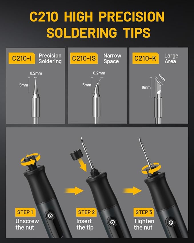 Nefeeko Cordless Soldering Iron Kit, Rechargeable Soldering Iron with Stand, 7s Fast Heating, Auto Sleep/Off, C210 Soldering Iron Tips, Portable Soldering Pen Soldering Gun Kit for Electronics Repair