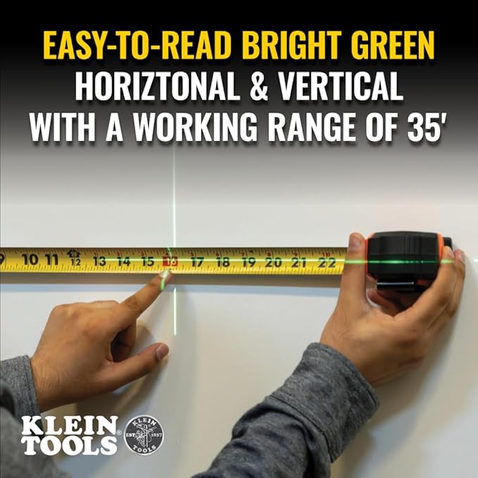 Klein Tools 93MCLG Self-Leveling Laser Level, Mini Cross-Line Level, Leveling Alignment Tool, Bright Green Horizontal and Vertical Lines