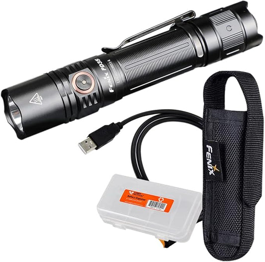 Fenix PD35 v3.0 Rechargeable Tactical Flashlight, 1700 Lumens EDC with Battery and Organizer (Black)