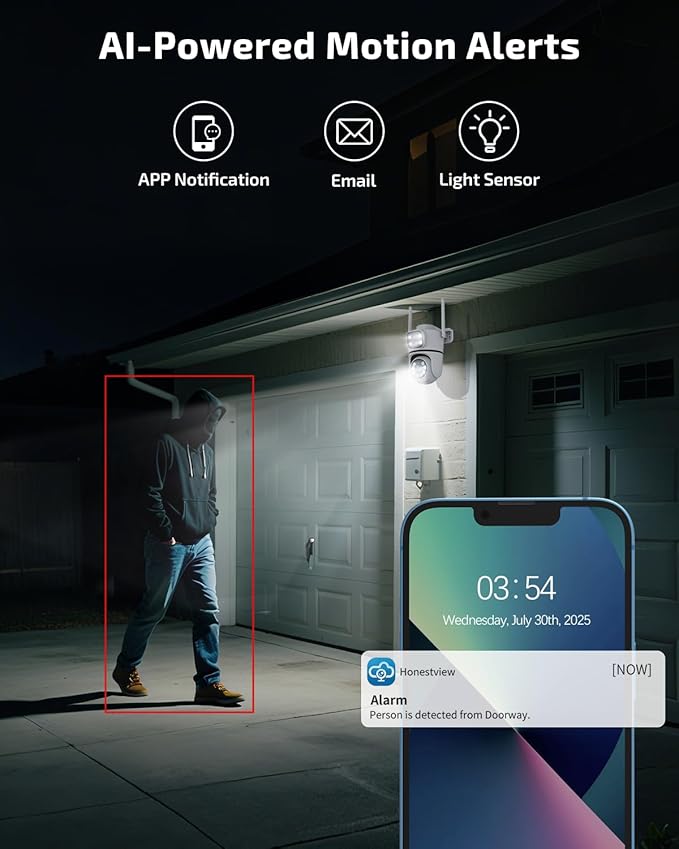 2.4G/5G Dual Band WiFi Security Camera Wireless Outdoor, 5MP Dual Lens PTZ Surveillance Cameras with Auto Motion Tracking