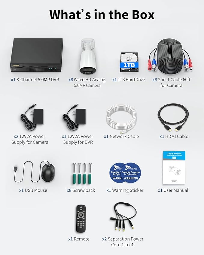 《122° Wide-Angle & Ultra 5MP Definition》Outdoor Wired Security Camera System,CCTV Cameras Outside, Home Video Surveillance Systems