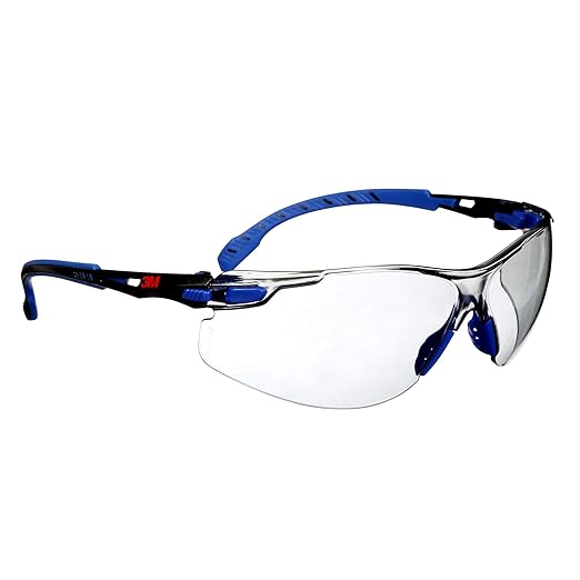 3M Safety Glasses, Solus 1000 Series, ANSI Z87, Scotchgard Anti-Fog, Indoor/Outdoor Grey Lens, Blue/Black Frame
