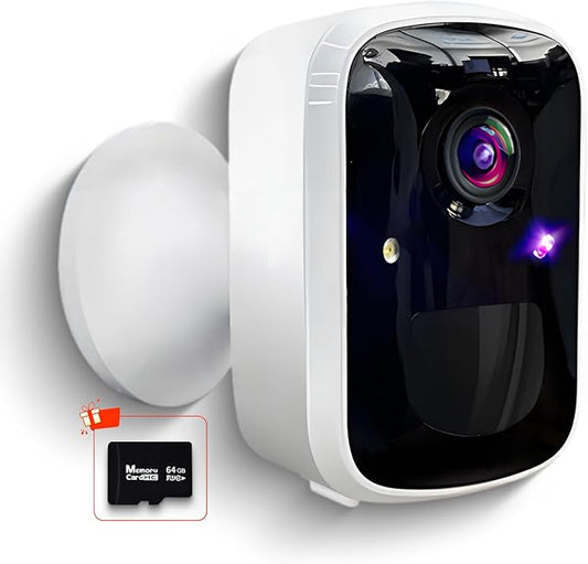 Wireless Security Cameras, 3MP WiFi Battery Powered Camera for Home Security with AI Motion Detection, 2-Way Talk, Spotlight, Siren, IP65, Cloud/Up to 256G SD Storage(64G SD Card Included)