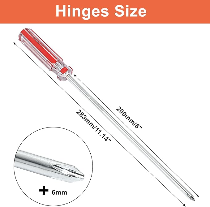 Piutouyar 8 Inch Phillips Screwdriver, Extra Long Shaft Cross Head Screwdriver #2 Magnetic Tip Screwdrivers Long Screwdriver for Repair Home Improvement, Red