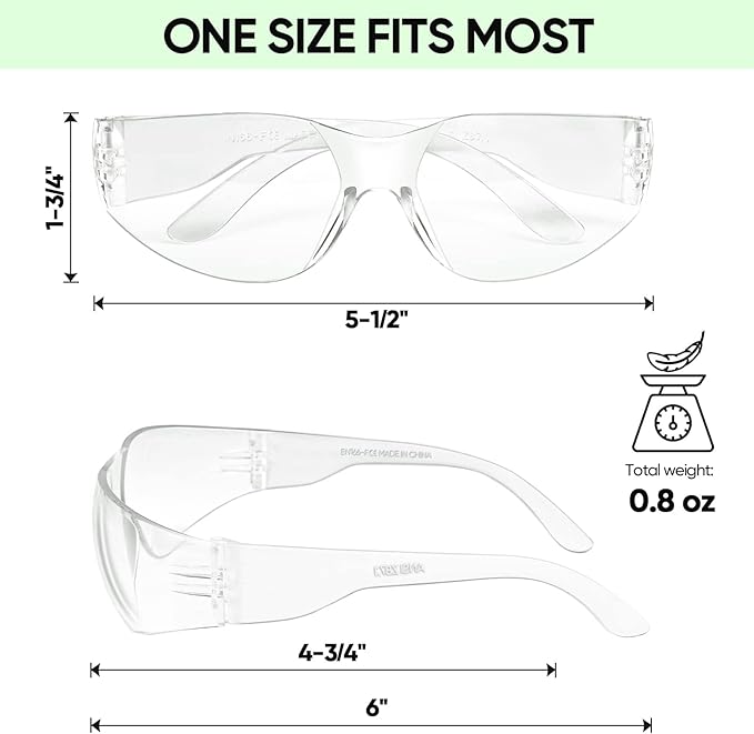 TICONN Clear Safety Glasses for Men, Safety Goggles with Scratch Impact Resistant Meets ANSI Z87.1 Standard