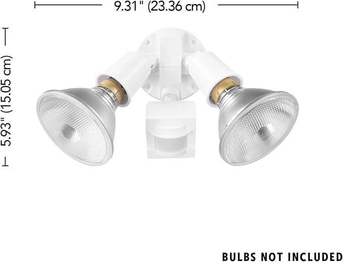 Globe Electric 17000269 110-Degree 240 W Twin Head White Hardwired Motion Sensor Security Flood Light, Spotlight, Outdoor, Outside House Lights