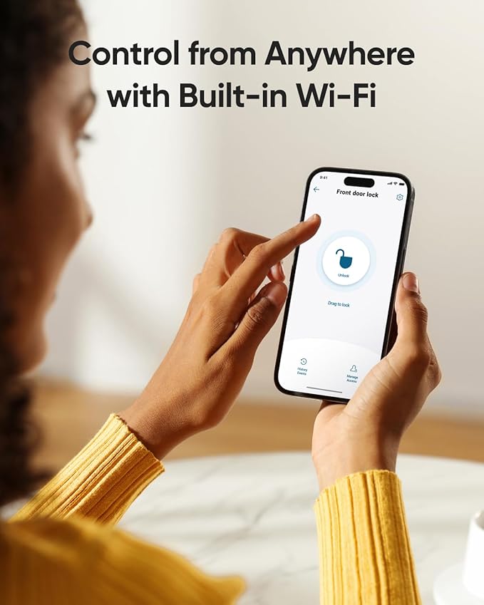 eufy Security Smart Lock C220 with Handleset, Fingerprint Keyless Entry Door Lock, Built-in Wi-Fi, App Remote Control, Front Door Deadbolt, 8 Months Battery, IP53 Waterproof, BHMA Certified