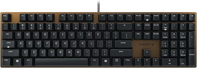 Cherry KC 200 MX Mechanical Office Keyboard with New MX2A switches. Modern Design with Metal Plate Frame. (Bronze W/MX2A Silent Red Switch)
