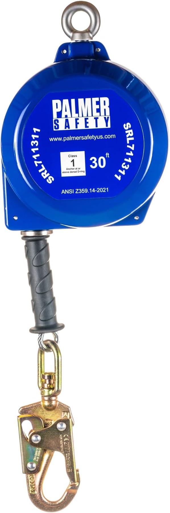 Palmer Safety SRD 30 FT. Self Retracting Lifeline I ANSI Z359.14-2021 Class 1 I SRL Device Swivel Top Galvanized Cable w/Small Steel Snap Hook I Fall Arrest Safety Yoyo