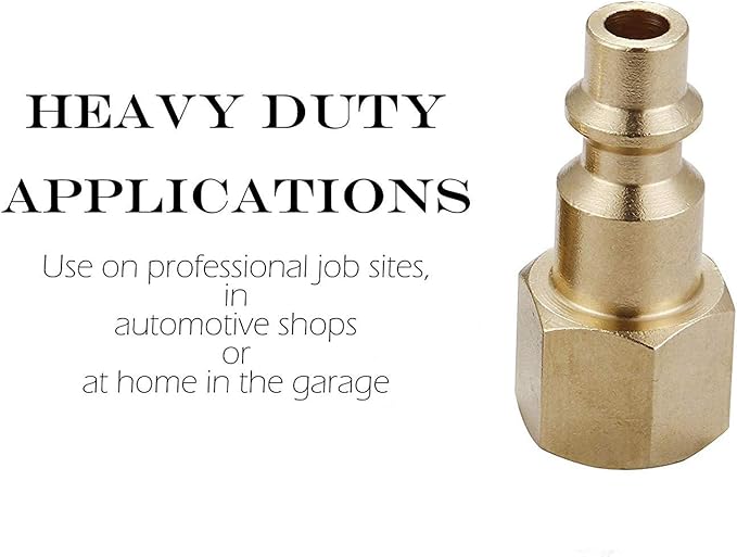 Air Hose Fittings And Air Coupler Plug, Air Compressor Quick-Connect FNPT Female Plug Kit (Industrial Type D, 1/4-Inch NPT Female Thread, Solid Brass, 2 Piece)