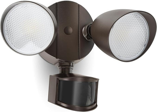 LUTEC 32W 3500 Lumen LED Security Lights Motion Sensor Light Outdoor, 5000K Daylight, IP65 Waterproof, Dusk to Dawn, Motion Detector Flood Light for Garage, Yard, Porch-Brown