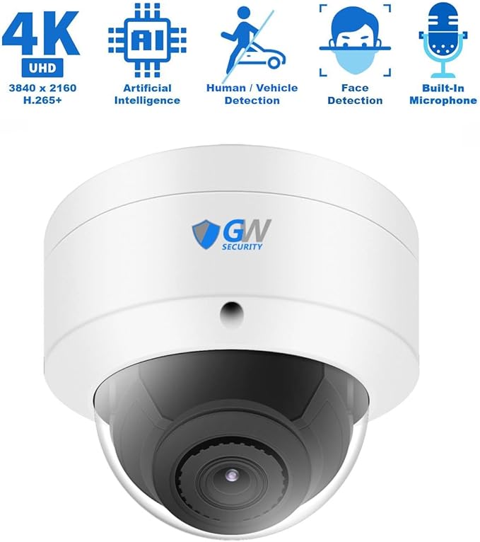 GW Security 16 Channel 12MP NVR UltraHD 4K Face/Human/Vehicle Detection PoE Security Camera System with 12 x 8MP IP Microphone AI Dome Camera, 100ft Night Vision, Waterproof Surveillance Camera
