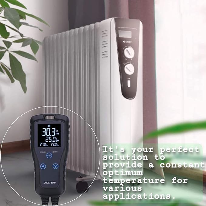 Digital Temperature Controller 2-Stage Thermostat Outlet Heating & Cooling Mode for Chest Freezer Refrigerator Homebrew Fermenter Greenhouse 110V 10A 1100W