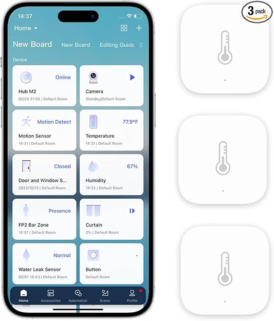 Aqara Zigbee Temperature and Humidity Sensor-3 Pack, Wireless Thermometer Hygrometer for Home Automation, Remote Monitoring, Aqara Hub Required, Compatible with Apple HomeKit, Alexa, Works with IFTTT