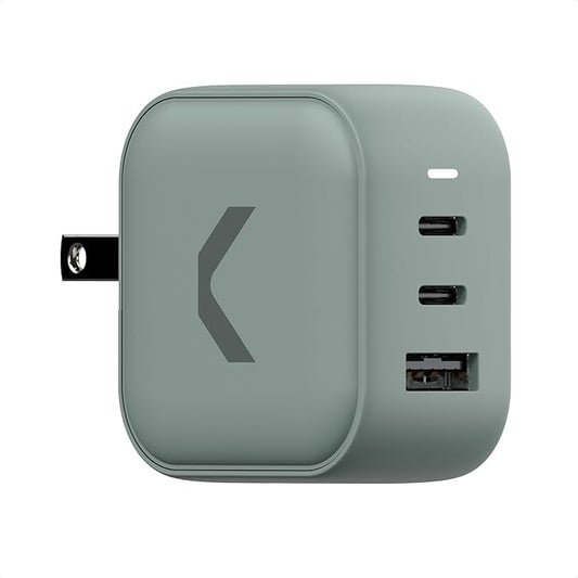 Clemm Core 65W GaN Charger, Dual USB-C & USB-A Fast Charger Block, PPS Power Adapter for MacBook Air, iPhone 16/15/14/13/12/11/X, iPad, Galaxy S24/S23 Ultra, USB-C Laptops & More (Core 65W)