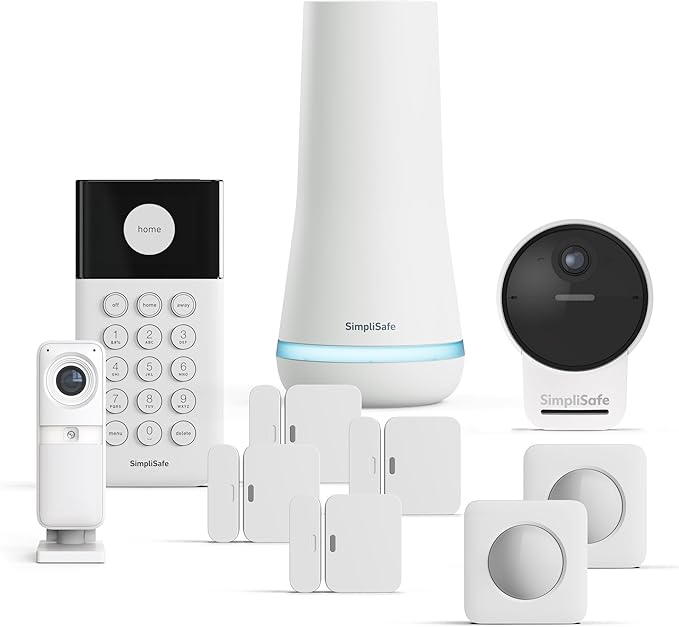 SimpliSafe 10 Piece Wireless Home Security System with Outdoor Camera- Optional 24/7 Professional Monitoring - No Contract - Compatible with Alexa and Google Assistant