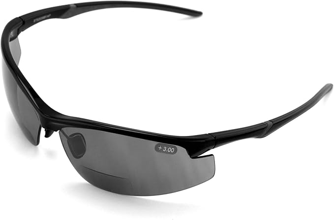 V.W.E. Bifocal High Performance Protective Safety Glasses Light Mirror Tint Bifocal - Reader - Sunglasses (Black, 4.00)