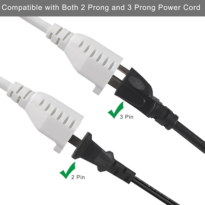 KUNCAN Short Power Extension Cord - 15A 6 Inch 3 Prong Outlet Saver, 1875W 14AWG/3C SJTW Heavy Duty Power Cord Extension Cable (NEMA 5-15P to NEMA 5-15R) Indoor/Outdoor Use, White 4-Pack