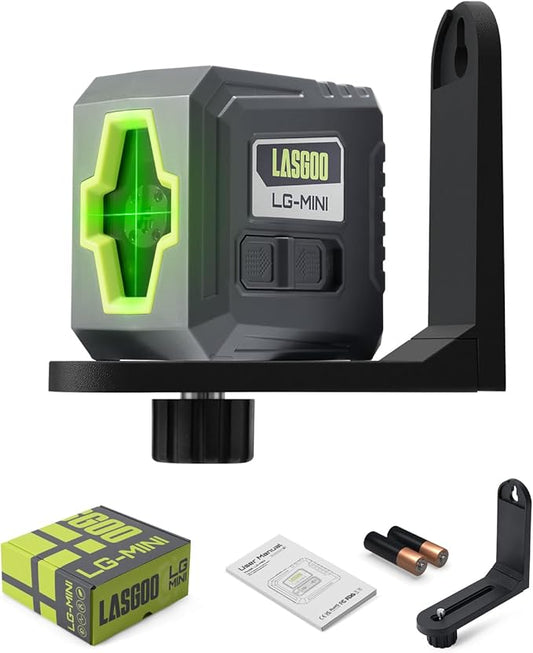 Mini Self-Leveling Green Laser Level, Cross Line Laser ideal for Picture Hanging and Construction, Includes Magnetic Rotating Stand and Batteries, Compact and Portable