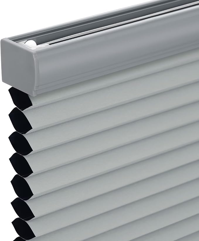 Changshade Cordless Cellular Shades, Blackout Honeycomb Shades for Windows, Pull Down Pleated Blinds, Easy to Install for Indoor Windows and French Doors,50" W x 72" H, Grey