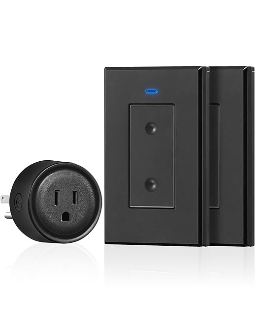 Black Remote Control Outlet Plug, WILAWELS Wireless Light Switch, On Off Remote Switch Outlet for Lights, Lamps, Home Appliance, 100ft RF Range, FCC Listed (2 Controllers + 1 Outlet) H05RC2106