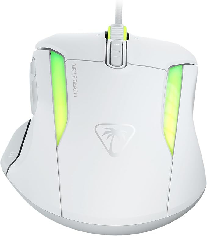 Turtle Beach Kone II – Wired Ergonomic RGB Gaming Mouse, 26K DPI Optical Sensor, 100M Click Life Optical Switches, 23 Customizable Inputs, 4D Scroll Wheel, Pure PTFE Glides - Arctic White