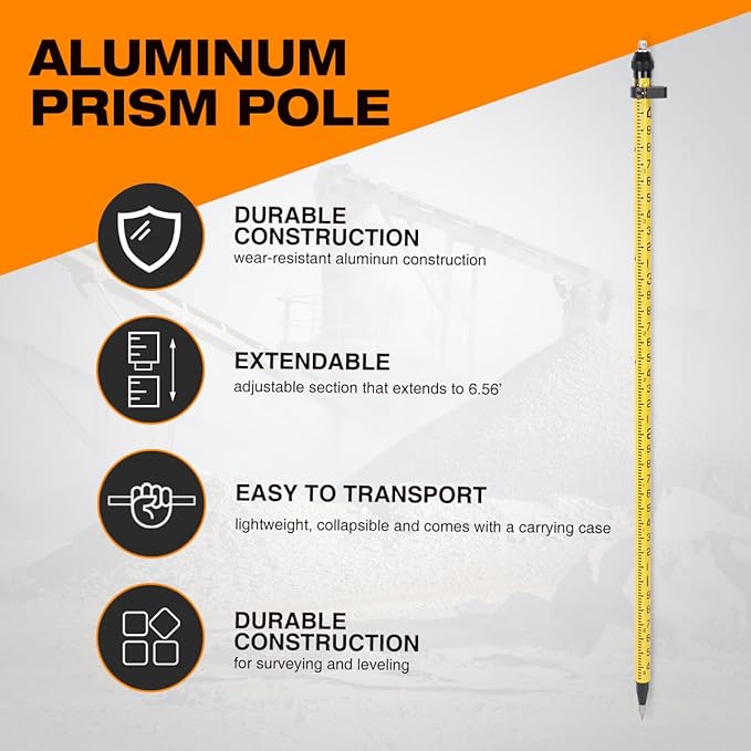 Aluminum GPS Pole, GPS Poles with Snap-Lock for Land Surveying & Engineering GPS/GNSS Accessory and Instruments (GLS26A)