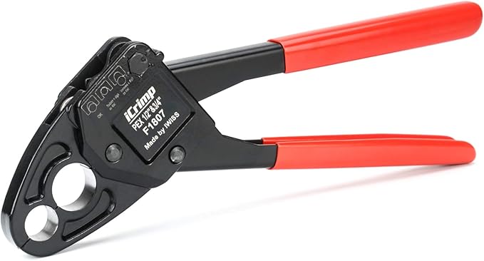 iCrimp Angle Head F1807 PEX Pipe Crimping Tool for Copper Rings - IWS-1234C(1/2&3/4-inch Angle Combo Crimper), Suitable for Tight Spaces