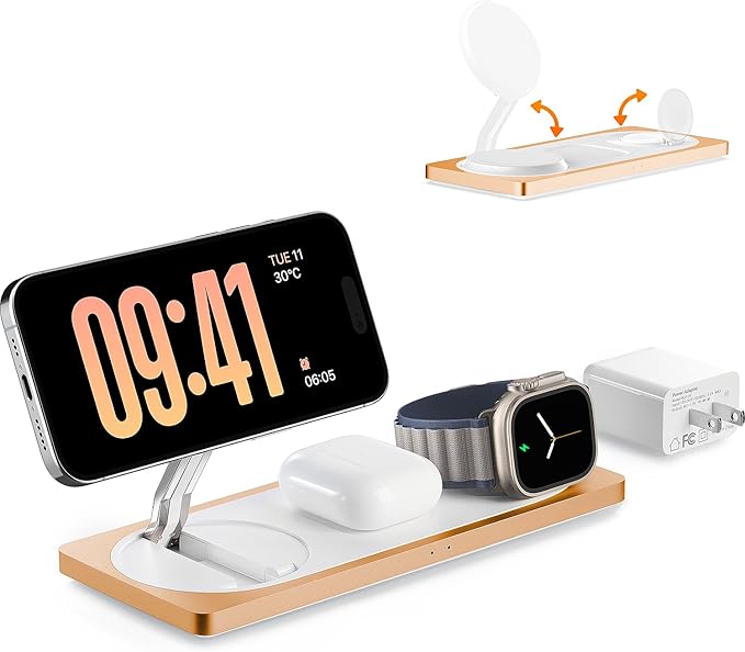 3 in 1 Charging Station for Apple Devices: Used for iPhone and Watch Charging Station with Magsafe Charger Stand, Wireless Charger for iPhone16/15/14/13/12, Apple Watch 1-9/Ultra, AirPods 3 Pro
