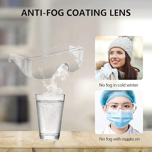 Safety Anti Fog Goggles 3-Pack - Over Eyeglasses, Dust/Chemical Splash Proof | ANSI Z87.1 Certified Wrap-Around Eye Protection for Lab, Construction, Nurses | Scratch Resistant, Unisex Fit
