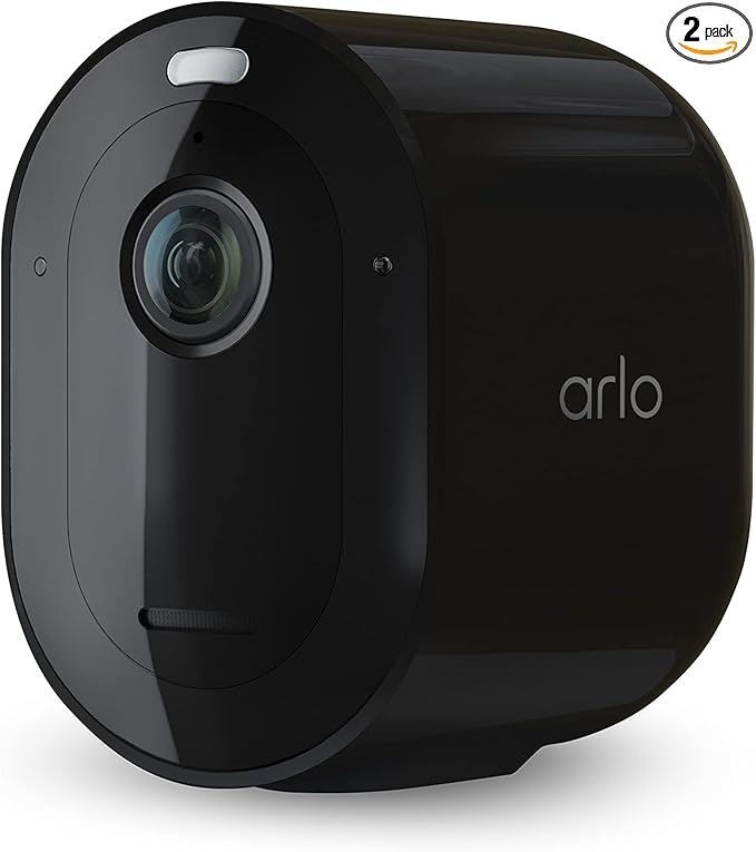 Arlo Pro 5S Spotlight Security Camera 2K HDR | Outdoor | Wireless | Dual-Band Wi-Fi Connects to The Strongest Network | 12X Zoom, 2-Way Audio, Color Night Vision, Live Stream Black (Black, 2 Cameras)