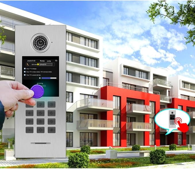 Tuya Smart 5 Unit 7-inch IP Video Intercom Phone for Apartment Building Security Home Access Control System Digital Keypad with IC Card