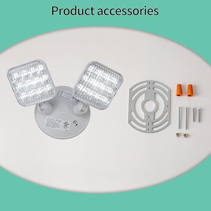 GZRUIYANG Emergency Remote Head Lighting, Double Square Head Emergency Light, UL Listed, Multi Voltage 3.6 to 24 Volt Input, 2 * 3 Watts, 180 Lumen, No Battery Inside