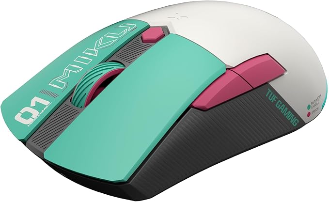 ASUS TUF Gaming Hatsune Miku Edition Mini Wireless Mouse – Right-Handed, 65g Lightweight, Compact, Tri-Mode Connectivity, 12K DPI, up to 134Hr Battery, RGB Miku Logo, PC/Mac Support - Aqua