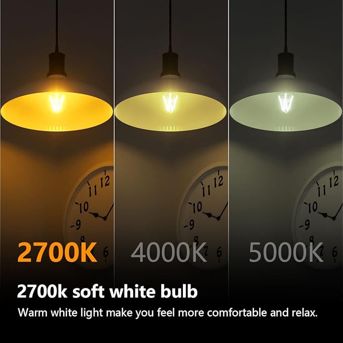 E26 LED Bulb, Dimmable A15 Led Bulb 6W=60 Watt Warm White 2700k LED Light Bulbs, E26 Medium Base Vintage Led Edison Bulb for Ceiling Fan,Vanity,Refrigerator,Wall sconces Light Bulb（4 Packs
