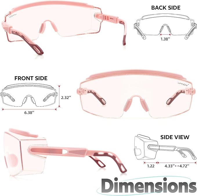 UKNOW Safety Glasses Over Eyeglasses, Anti Fog Safety Goggles ANSI Z87.1, Adjustable Protective Eyewear