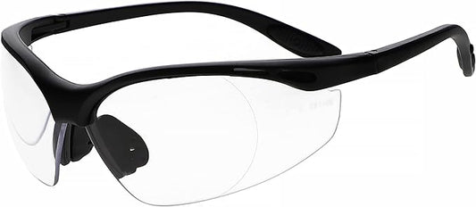 Safety Reading Glasses in Black Frame With Clear Lens - Full Lens Magnifying Safety Glasses - Comfortable Fit - Anti-Fog