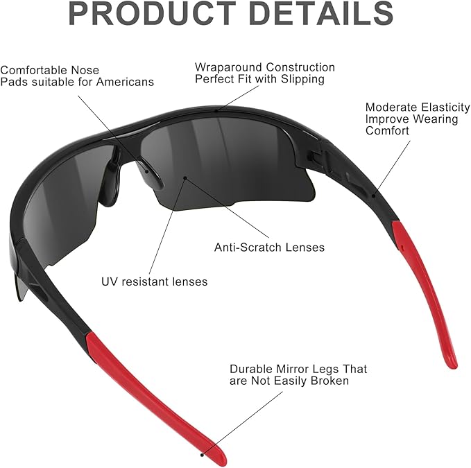 6 Pack Safety Glasses, ANSI Z87.1 Safety Glasses with UV Protection, Impact Resistant Tinted Safety Goggles