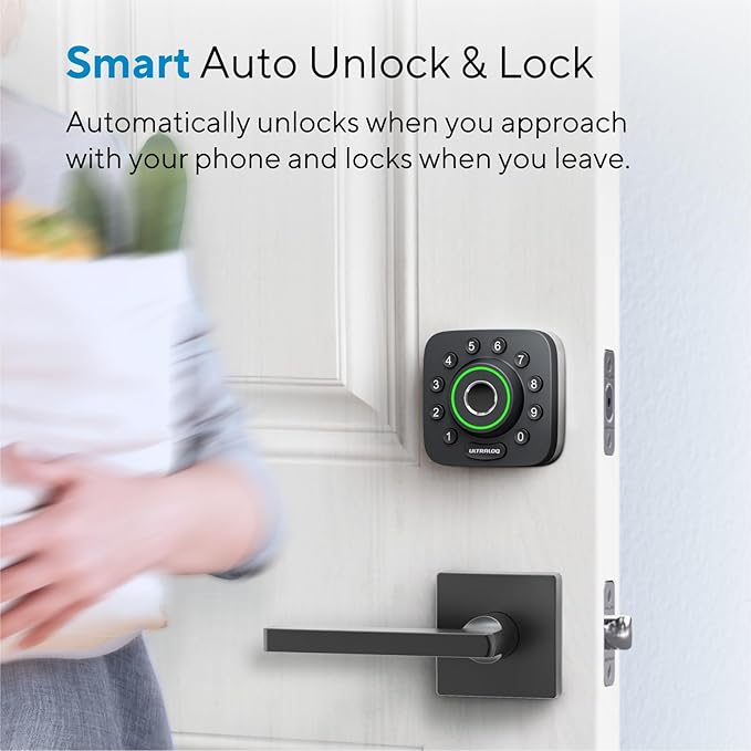 ULTRALOQ U-Bolt Pro WiFi Smart Lock with Door Sensor, 8-in-1 Keyless Entry Door Lock with Fingerprint ID, App Remote Control, Built-in WiFi Keypad Deadbolt, Auto Unlock, IP65 Waterproof, Easy Install