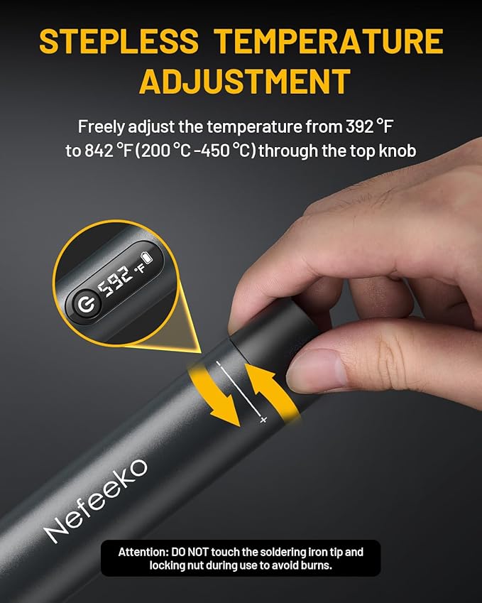 Nefeeko Cordless Soldering Iron Kit, Rechargeable Soldering Iron with Stand, 7s Fast Heating, Auto Sleep/Off, C210 Soldering Iron Tips, Portable Soldering Pen Soldering Gun Kit for Electronics Repair