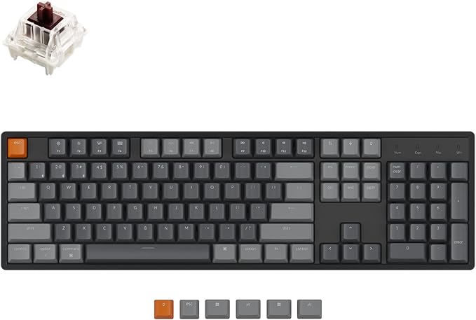 Keychron K10 RGB Full Size Layout Hot-Swappable Mechanical Keyboard for Mac Windows, Multitasking 104-Key Bluetooth Wireless/USB Wired Gaming Keyboard with K Pro Brown Switch Aluminum Frame