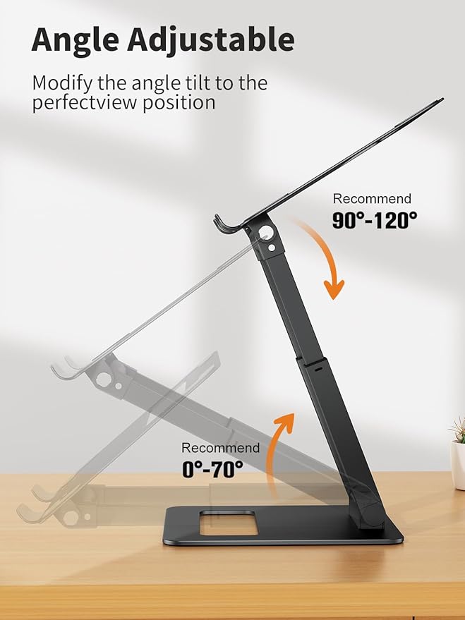 tounee Laptop Stand for Desk Adjustable Height, Telescopic Computer Stand with Pull Out Design Ergonomic Laptop Riser Fits All Laptops 10-17"-Black