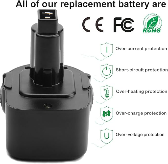 3.5Ah 12V Ni-MH Battery Compatible with DEWALT 12V Battery XRP DC9071 DW9072 DE9037 DE9074 DE9075 DE9501 152250-27 397745-01 Black Decker 12V A9252 A9275 PS130 PS130A