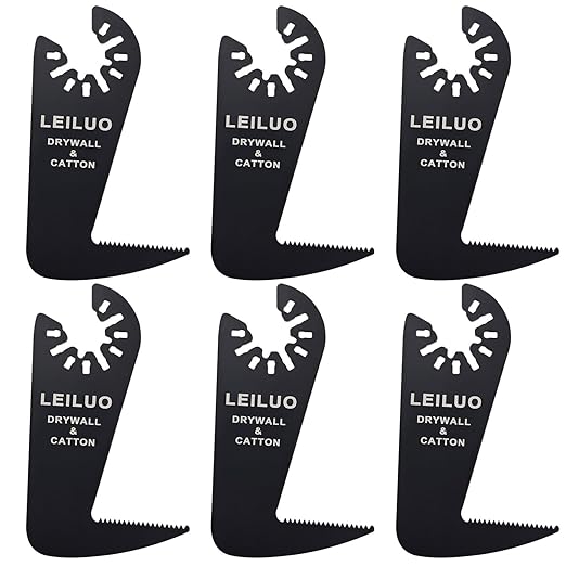 LEILUO 6 Pcs Multitool Oscillating Tool Blade Drywall & Multi-Material Cutting Universal Fit for DeWalt Makita & More
